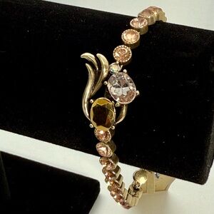 Elegant Vintage Gold and Brown Women's Rhinestone Bracelet by Allison Reed NWT‎